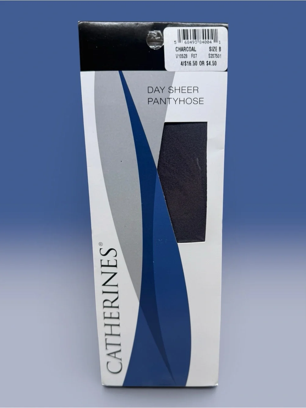 Catherines Day Sheer Pantyhose Charcoal Gray Plus Size B Sandalfoot 100% Nylon